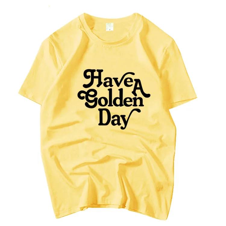 Летняя Стильная летняя футболка с золотым принтом gugudan Se Jeong, летняя модная футболка унисекс с круглым вырезом и короткими рукавами