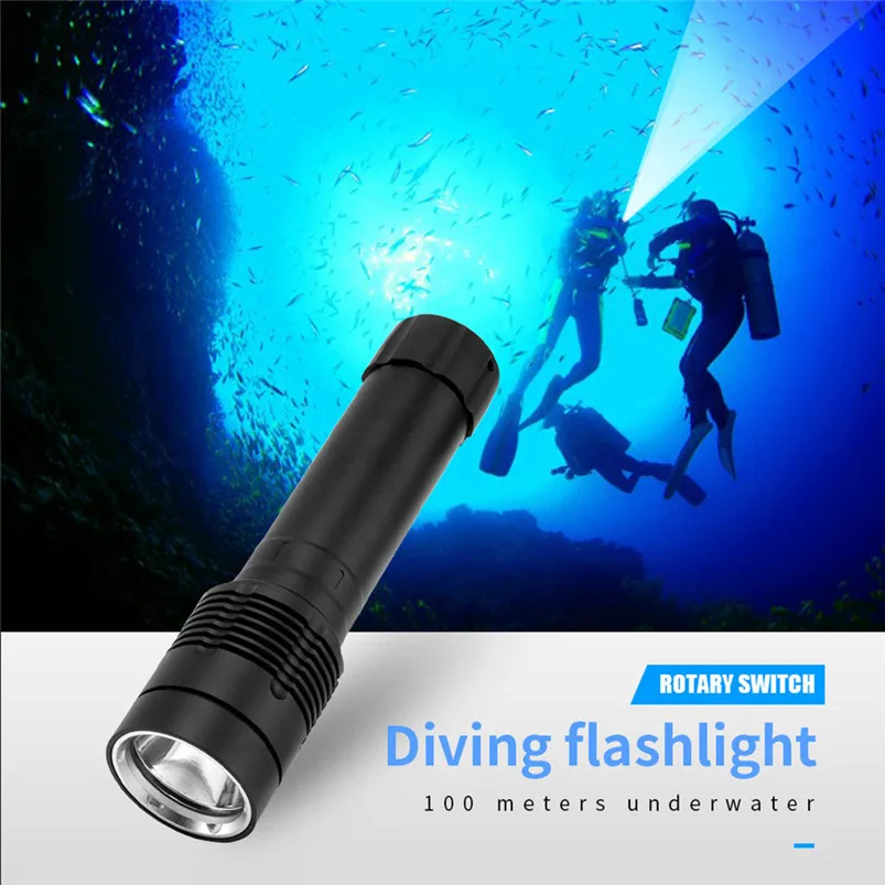 LED XM-L2 Torch Led Light Scuba Diving Torch Flashlight Rechargeable Underwater 100M Flashlight Torch Waterproof Zaklamp 40JY2302