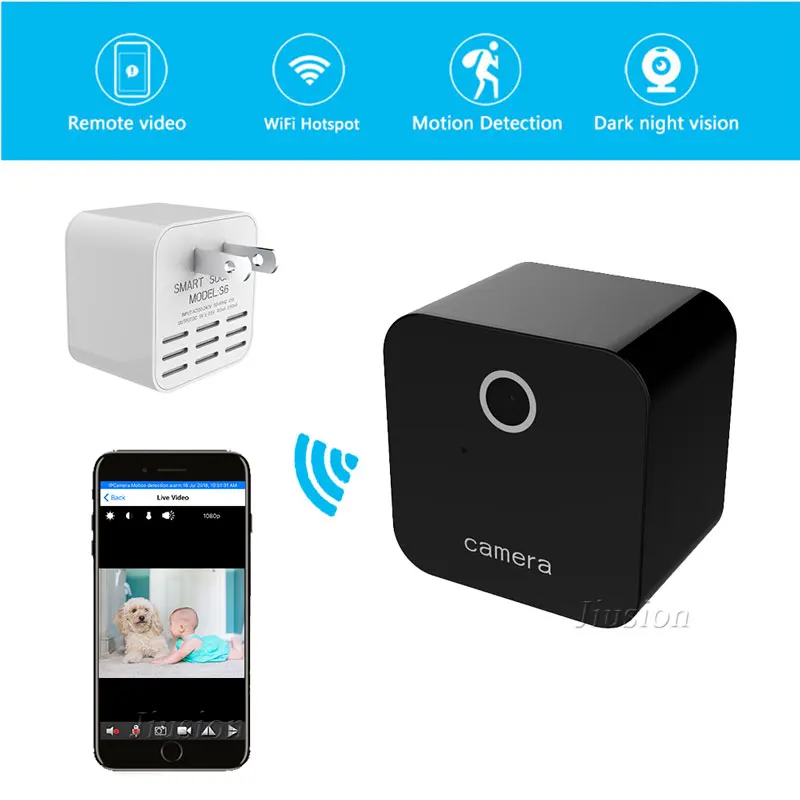 

Mini Wifi Camera HD 1080P Motion Sensor IR Video Voice Wireless Recorder Remote Camcorder Smart Charger Socket Secret Micro Cam