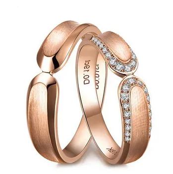 

18K Rose Gold Luxury Lover's Couple Diamond Wedding Ring For Women/ManBridal Ring Fine Jewelry Engagement Jewelry