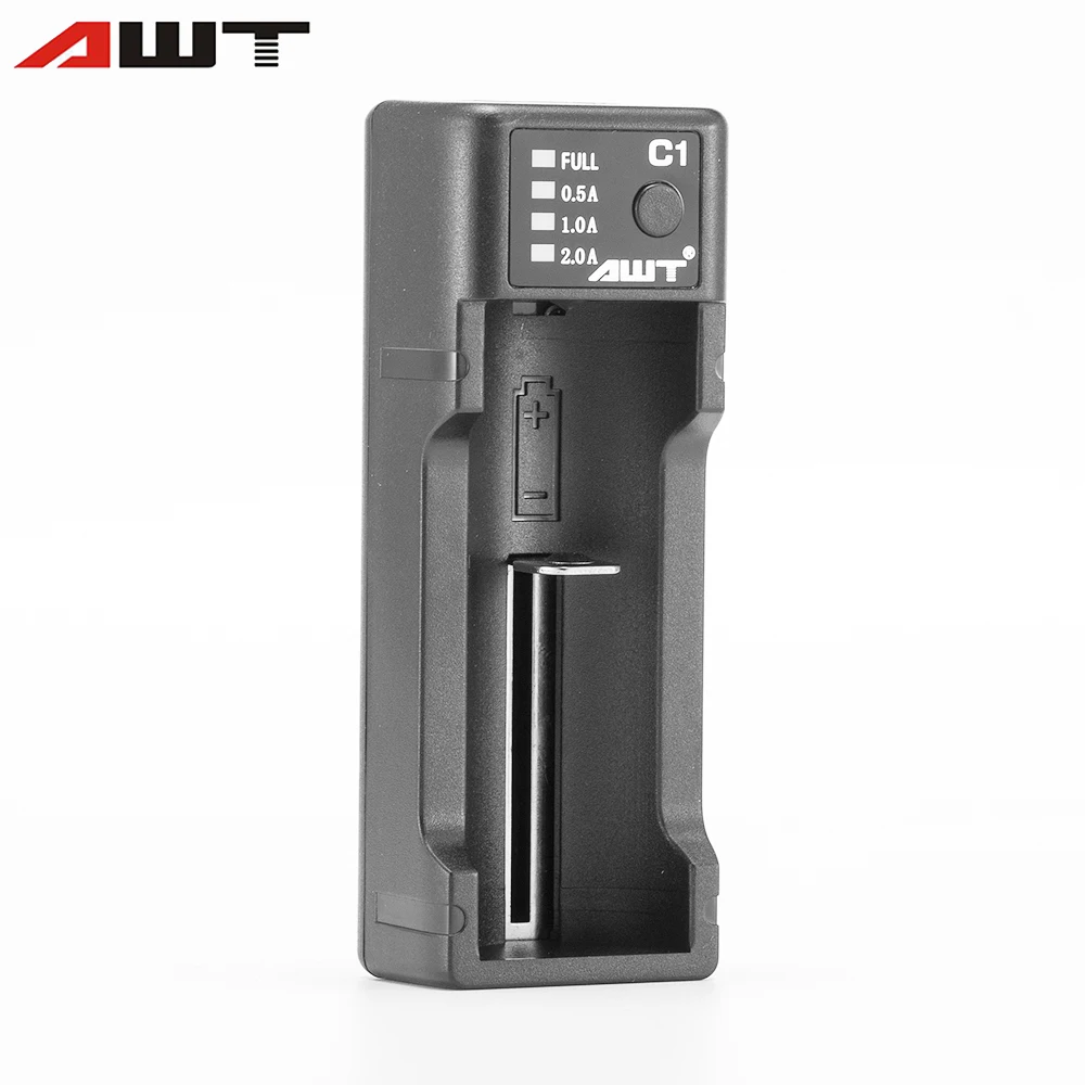 

AWT C1 18650 Battery Charger Single Slot 2A Input Charger for Electronic Cigarette Battery Intelligent Charger 26650 18350 T031