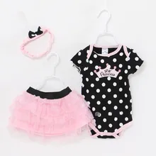 Baby Girl Clothes Newborn 3 Piece Suits Short Romper +Tutu Skirt + Headband Summer Girls Clothing sets for Infant Outfits