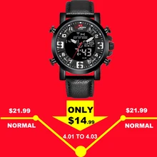 KAT-WACH Mens Dual Watches Brand Men Leather Sports Watches Men's Quartz LED Digital Clock Waterproof Military Wrist Watch