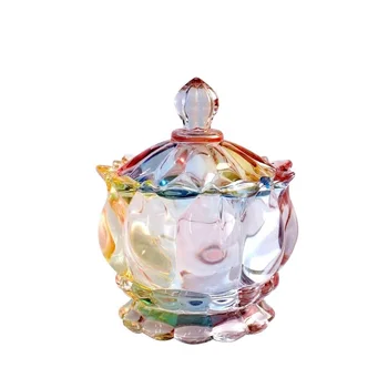 

European Storage Tank Colorful Glass Jewelry Candy Jar Jam Snack Sugar Bottles Containing Debris Small Pot Cute Desk Decor