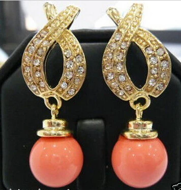 

Women Gift word Love Jewellery Beautiful 12mm Pink coral Earring earrings