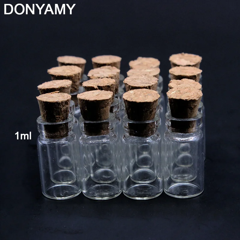 

DONYAMY 10 pcs 1ml Cute Mini Clear Cork Stopper Glass Bottles Vials Jars Containers Small Wishing Bottle