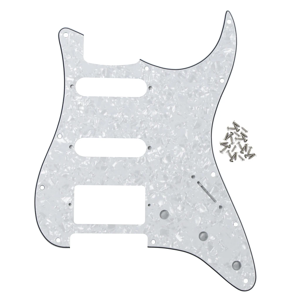 FLEOR белый жемчуг Strat Гитара Pickguard SSH 11 отверстий 4Ply с винтами для