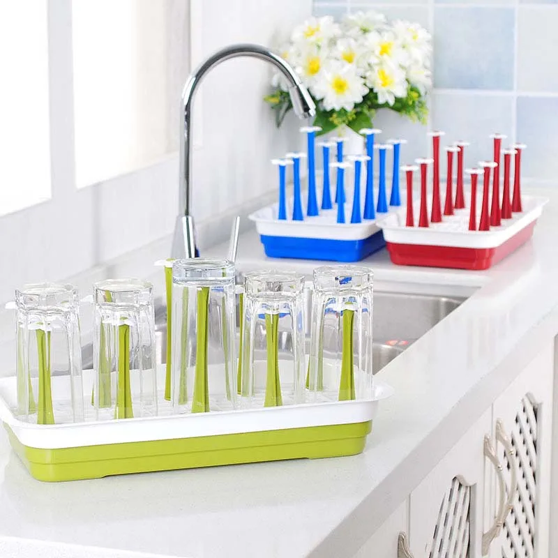 Foldable Kitchen Bottle Drying Rack Hanging Feeding Bottle Cups Holder