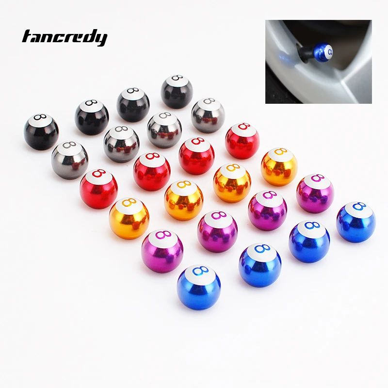 

Tancredy 4pcs Car Wheel Tire Valve Caps No.8 Billiards Ball Car Styling For Mercedes BMW AUDI VW Ford Skoda Opel Tire Valve Caps
