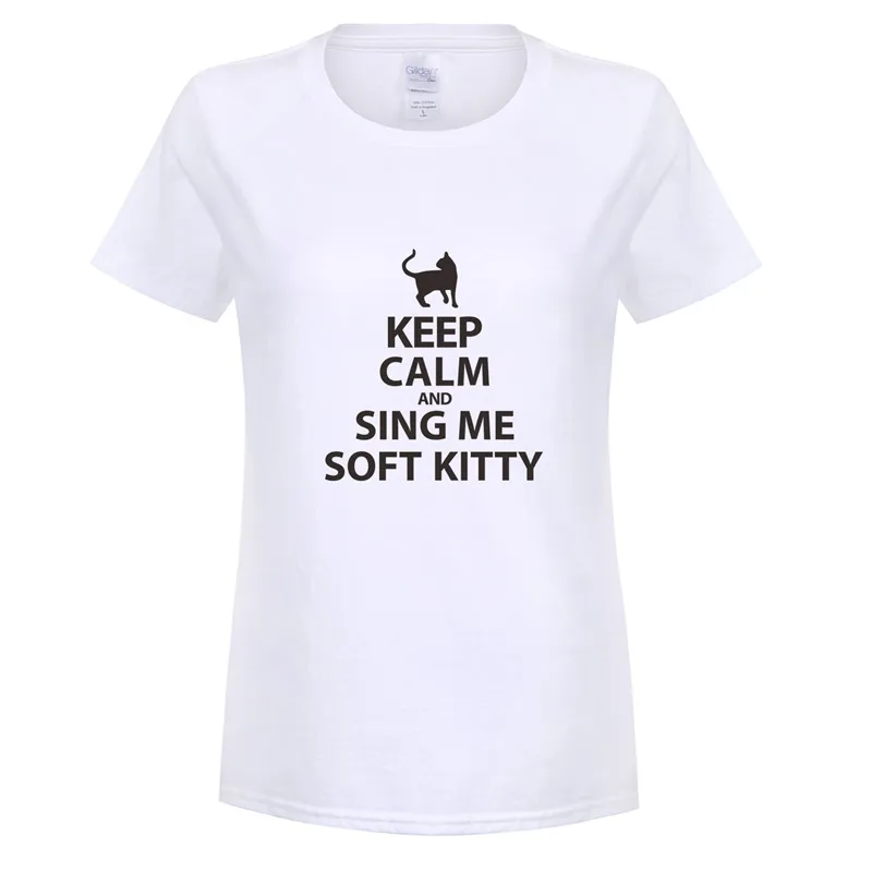 The Big Bang Theory, женская футболка, хлопок, короткий рукав, женская, Keep Calm and Sing Me, футболка "Soft Kitty", Шелдон, футболки, OT-295