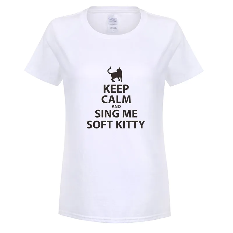 Женская хлопковая футболка с коротким рукавом The Big Bang Theory надписью Keep Calm and Sing Me Soft