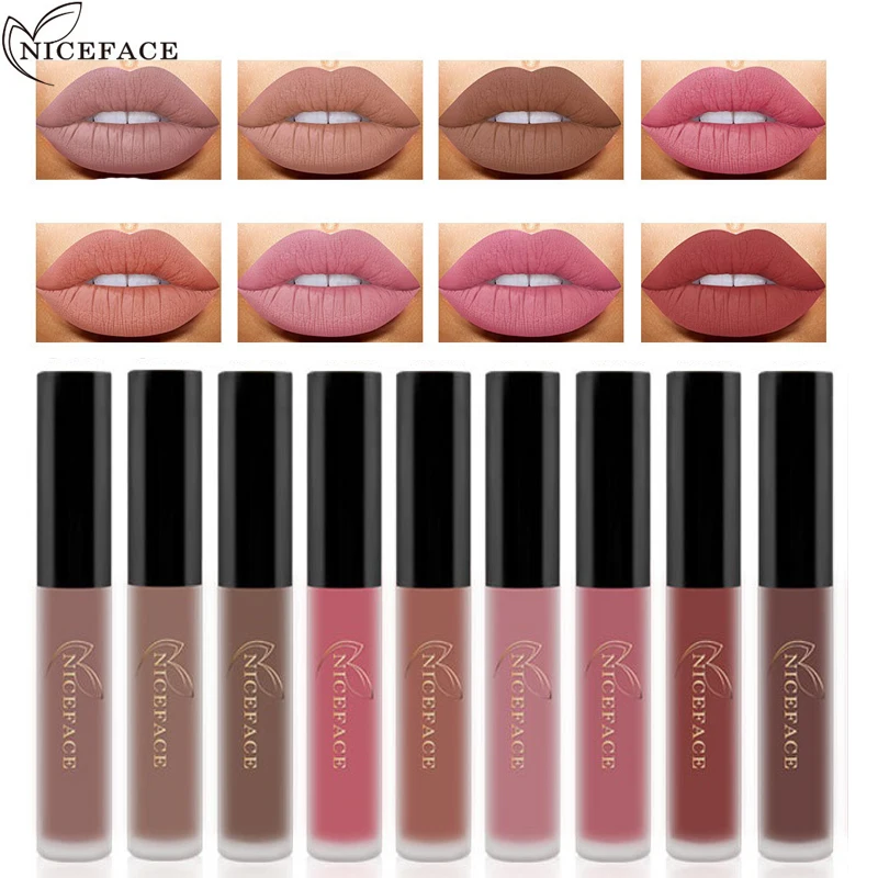 

NICEFACE 12 Colors Set Makeup Matte Lipstick Lip Gloss Pencil Beauty Long Lasting Lip Coloring Cosmetic Nude Makeup