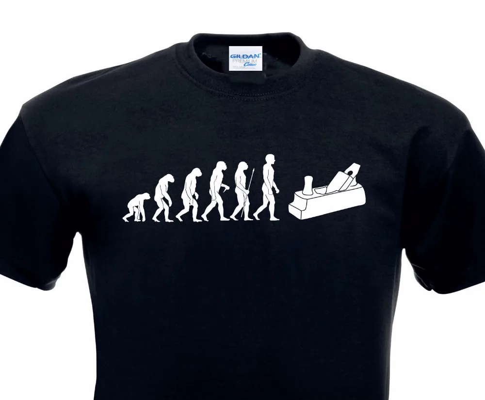 Casual Solid Color Round Collar Men Evolution T Shirt Carpenter Casual Solid Color Round Collar Men