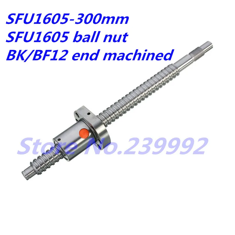 

16mm 1605 Ball Screw Rolled C7 ballscrew SFU1605 300mm with one 1605 flange single ball nut for CNC parts BK/BF12 end machined