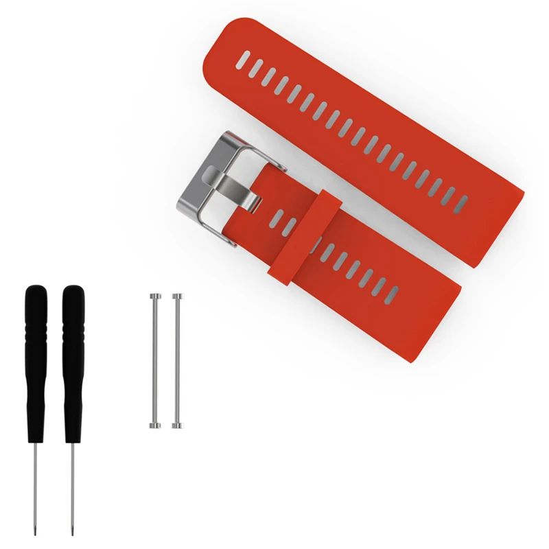 Ouhaobin 170-220 мм Спорт силиконовый ремешок 1 шт. браслет+ 1 шт. инструмент+ 2 шт. разъем для Garmin Vivoactive HR февраля 08 C3 - Цвет: Red