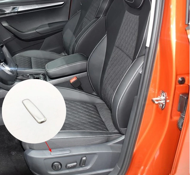 

Stainless Steel Car Front Driver Seat Adjust Memory Botton Sticker Trim For 2017 2018 2019 Skoda Karoq Car Accessories 1pcs/set