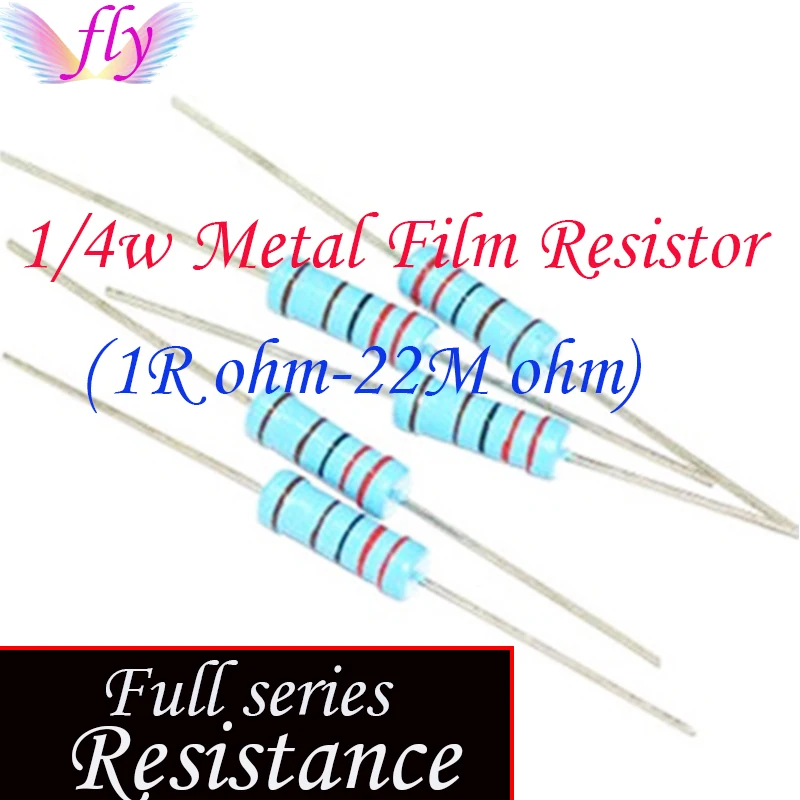 100pcs 1/4W 1R~22M 1% Metal film resistor 1M5 1M8 2M 2M2 2M7 3M 3M3 3M9 4M7 ohm resistance | Инструменты