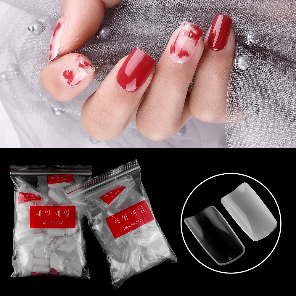 500Pcs Clear White Natural French False Resin Nail Tips UV Gel Ultra Flexible Pack of 500 tips Fake Nail