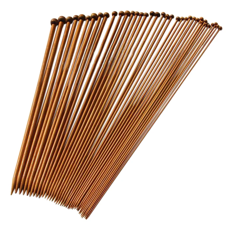 

36 single pointed knitting needles made of bamboo, size of 18 kinds of carbonized (length: 25 cm)