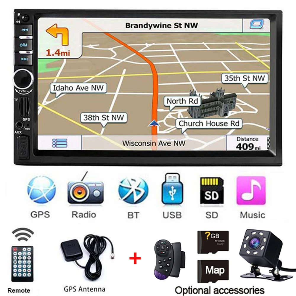 Стерео 2 din gps Авторадио multimidia радио навигация bluetooth зеркало ссылка Автомобильный