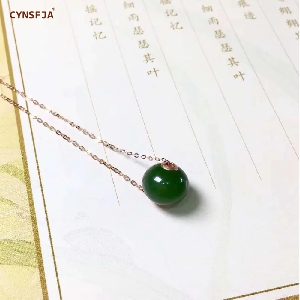 Certified Natural Hetian Jade Jasper Inlaid With 18k Gold Handmade Fine Lucky Jade Pendant 18K Gold Necklace High Quality Gifts