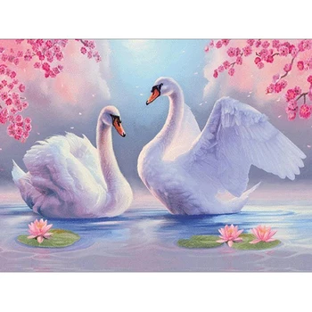 

5D DIY diamond embroidery swan lake couple diamond painting Cross Stitch full drill Rhinestone mosaic home decoration