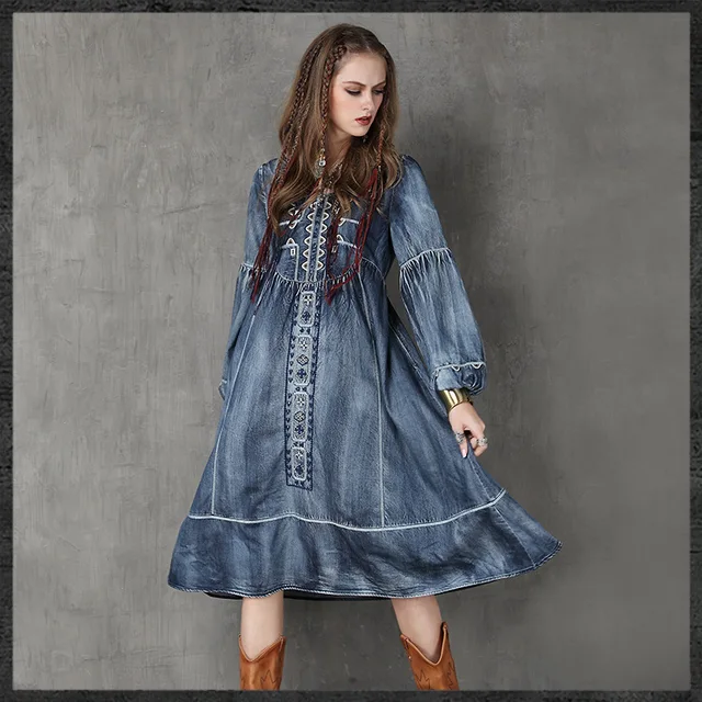 Buy Native American style denim dresses Women 's