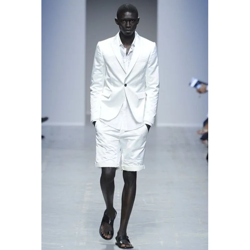 834 Latest Coat White wedding Men Suit with Short Pant Slim 2 Piece Summer Casual Beach Tuxedo Custom mens Suits man Masculino