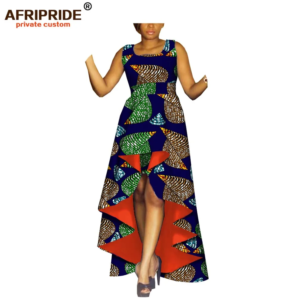AFRIPRIDE частный настраиваемый африканская одежда осеннее платье для женщин, платье без рукавов с u-образным вырезом батик длинное платье для вечерние Дата A722537 - Цвет: 485-5