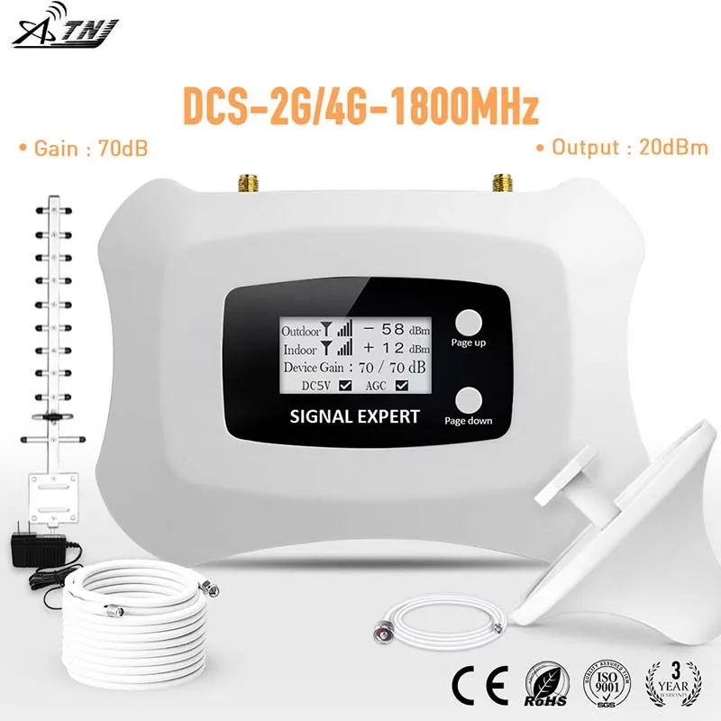 

LCD DISPLAY HOT SALE mobile signal booster / repeater / amplifier 1800MHZ 2G 3G GSM 4G with YAGA and ceiling antenna