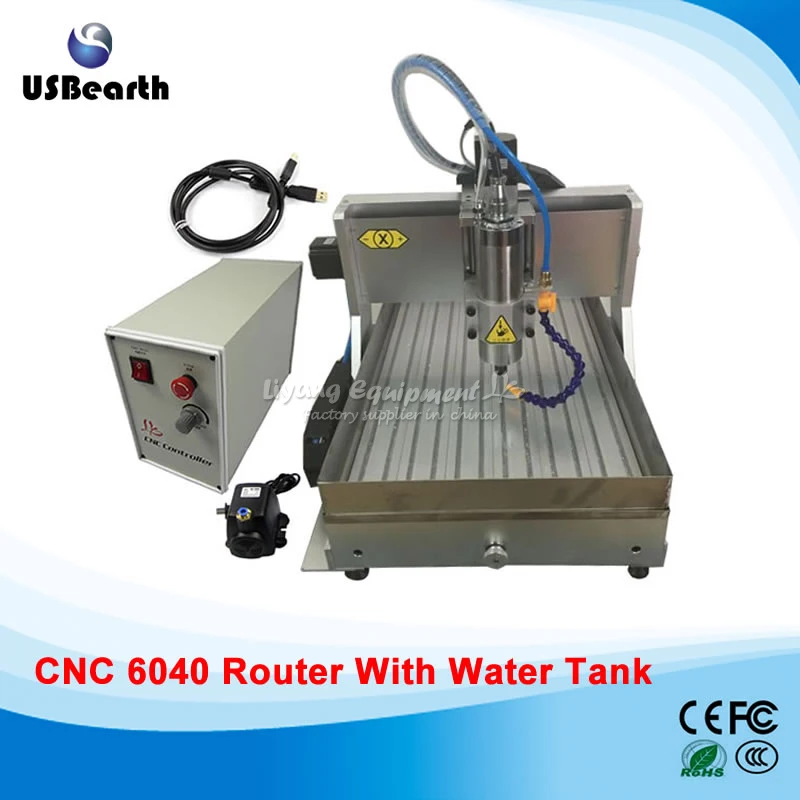 

6040 cnc 2200w water cooled USB wood cnc router carving machine with water tank, metal drilling miling cutter
