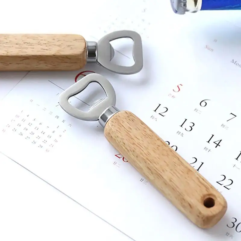 EZLIFE Wood Handle Handheld Bartender Bottle Opener Wine Beer Soda