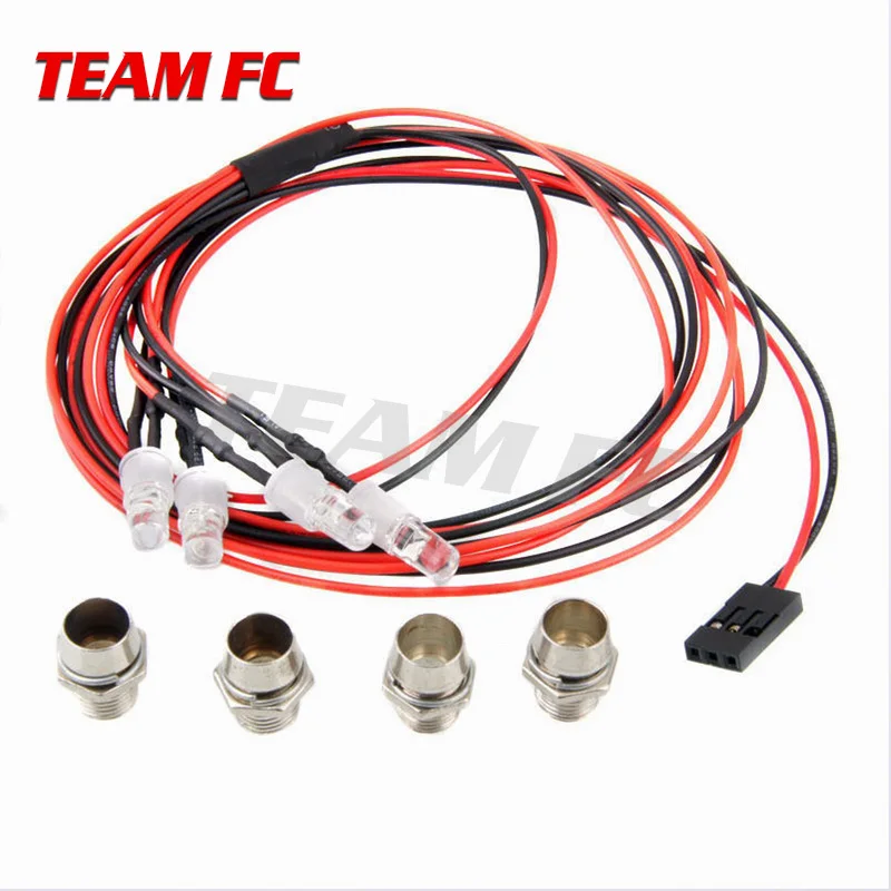 

2PCS 4 LED Lights Kit 2 White 2 Red for RC Car 1/10 1/8 HSP Redcat RC4WD Axial SCX10 D90 HPI RCCar Truck SUV Model S1