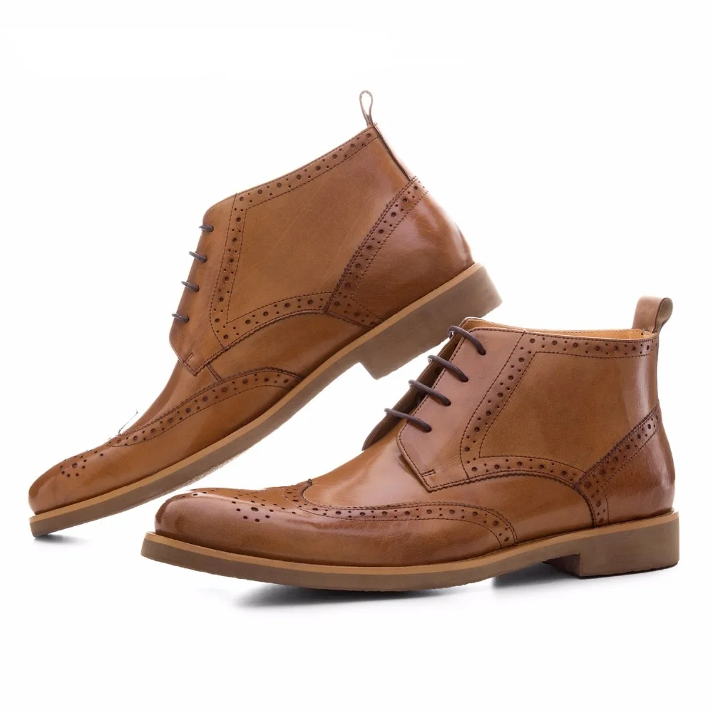 Botas Genuino Moda Negocio Cuero Black De Zapatos brown Oxfords Para marrón Hombre Vestido Negro Botines zqBzHaY