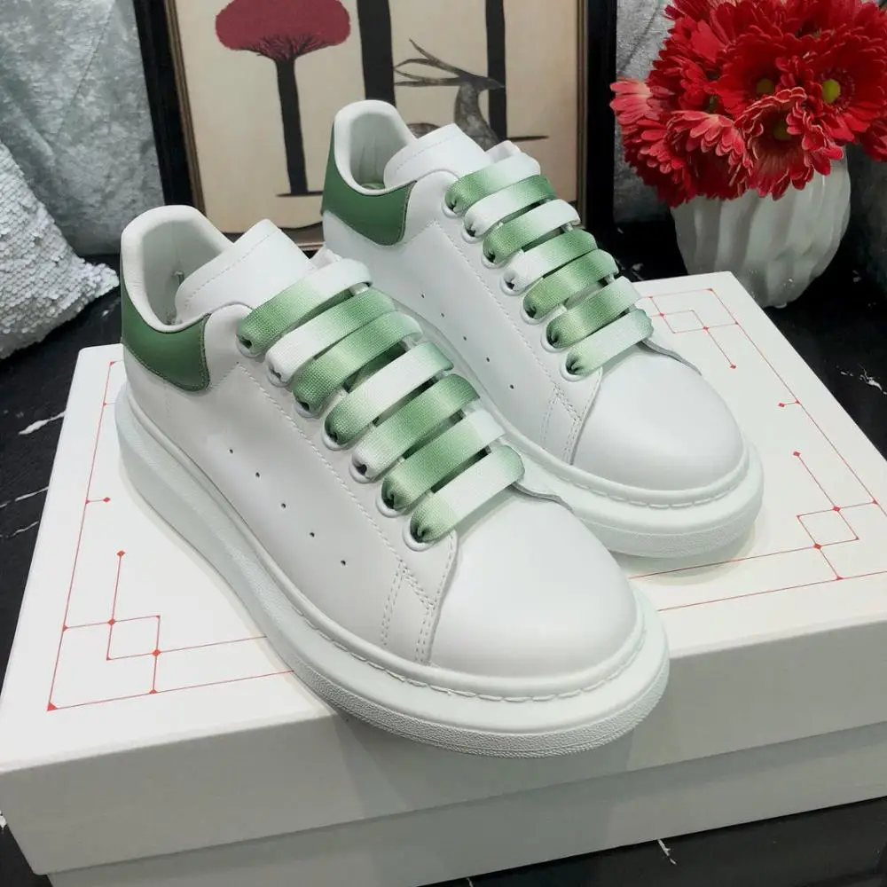 

New Shoes Women Genuine Leather Sneakers Casual Flats Lace-Up Round Toe Shoes Hot Zapatos De Mujer Thick Bottom Leisure Sneakers