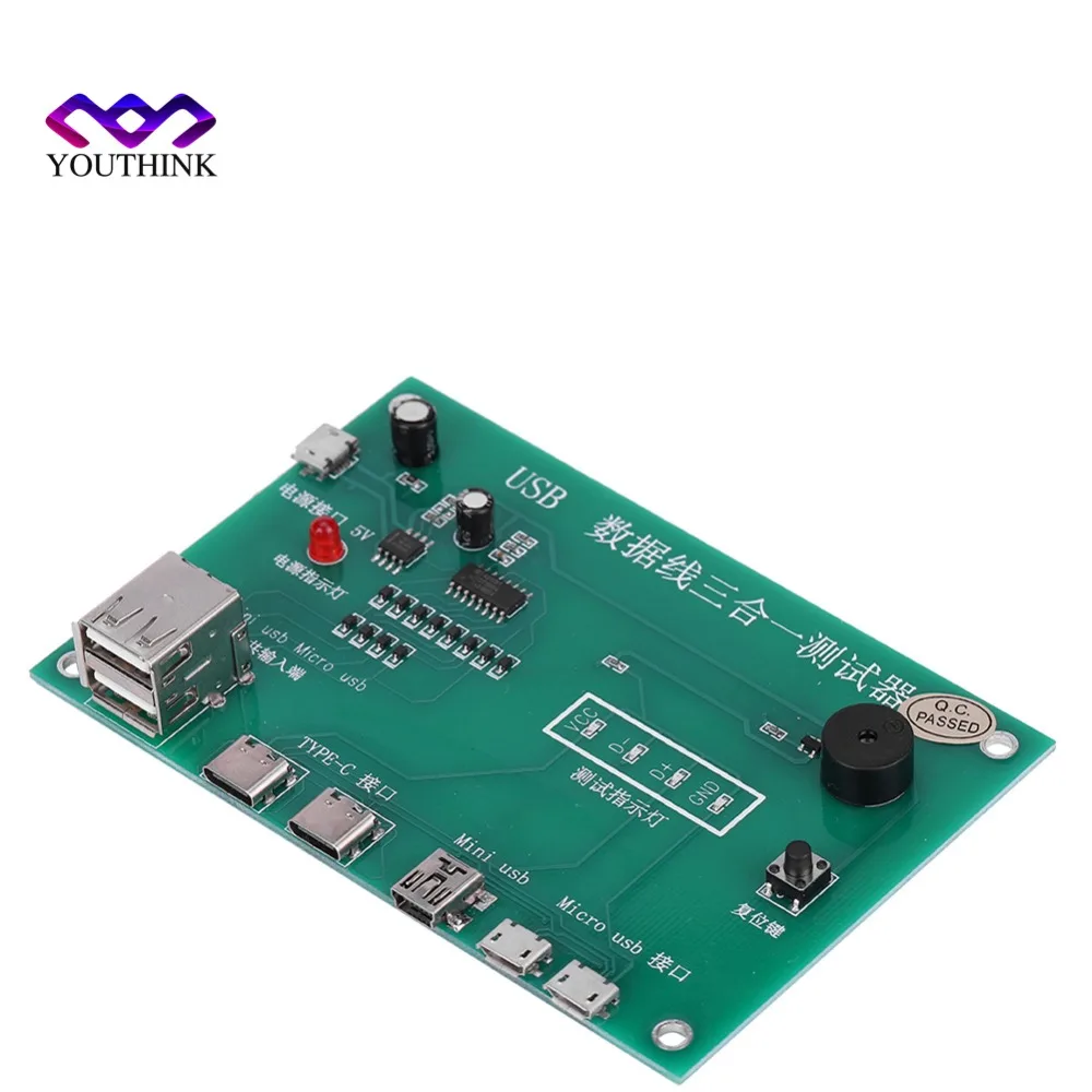 USB кабель триадный тестер зарядный Тестовая карта для tpy c Mini Micro 3 в 1 печатная