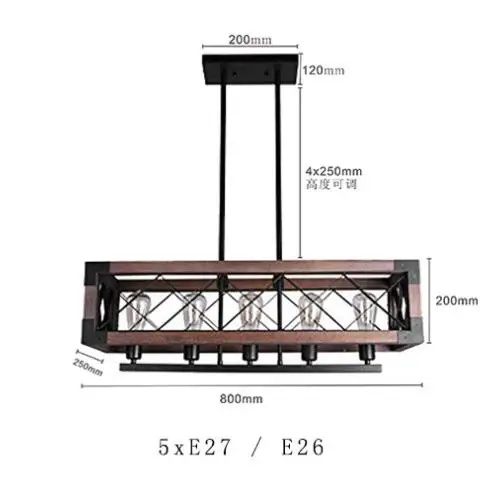 Американский Ретро промышленный ветер Лофт деревянная люстра креативные деревянные лампы Ресторан гостиная освещение AC110-240V - Цвет корпуса: 5 heads