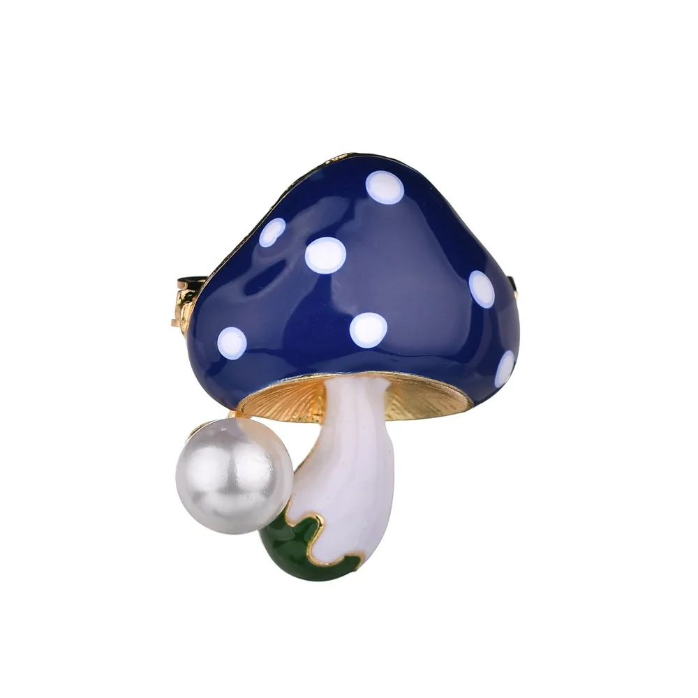 

High Quality New Fashion Simulation Pearl pins red Mushroom Brooches for Women girls 3 Colors Enamel Pin Badge Cute Kid's Gift