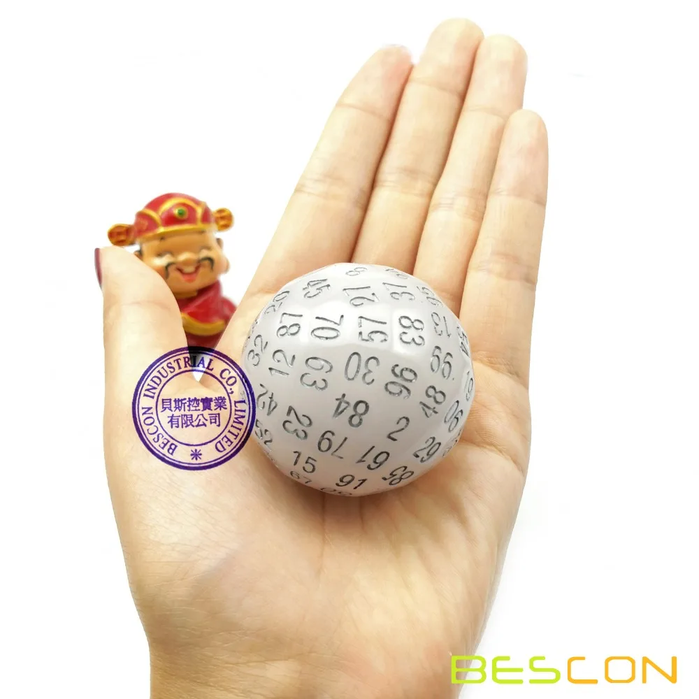 Bescon Glow in Dark Polyhedral Dice 100 Sides, Luminous D100 die, 100 Sided Cube, D100 Game Dice, Glowing 100-Sided Cube 6