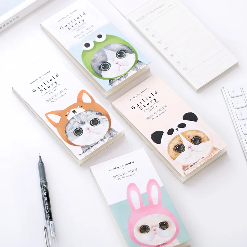 

Variety Hat Cat Kawaii Weekly Planner Notebook School Stationery Writing Student Child Gift Diary Notepads
