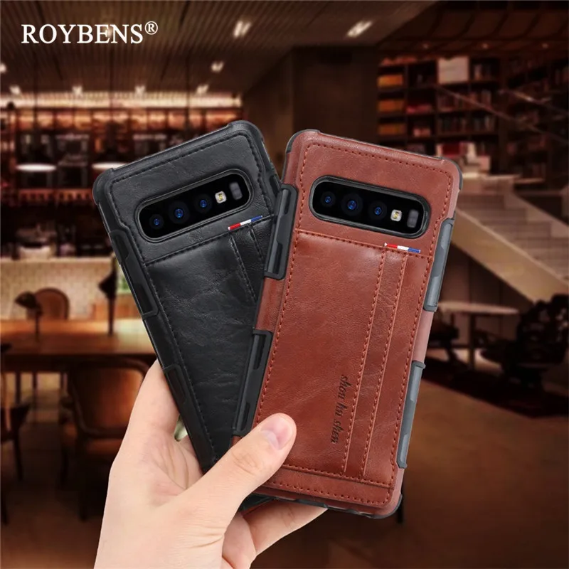Credit Card Holder Case For Samsung Galaxy S10 Plus Luxury PU Leather Back Cover Business Wallet S10E S10+ Capa | Мобильные телефоны