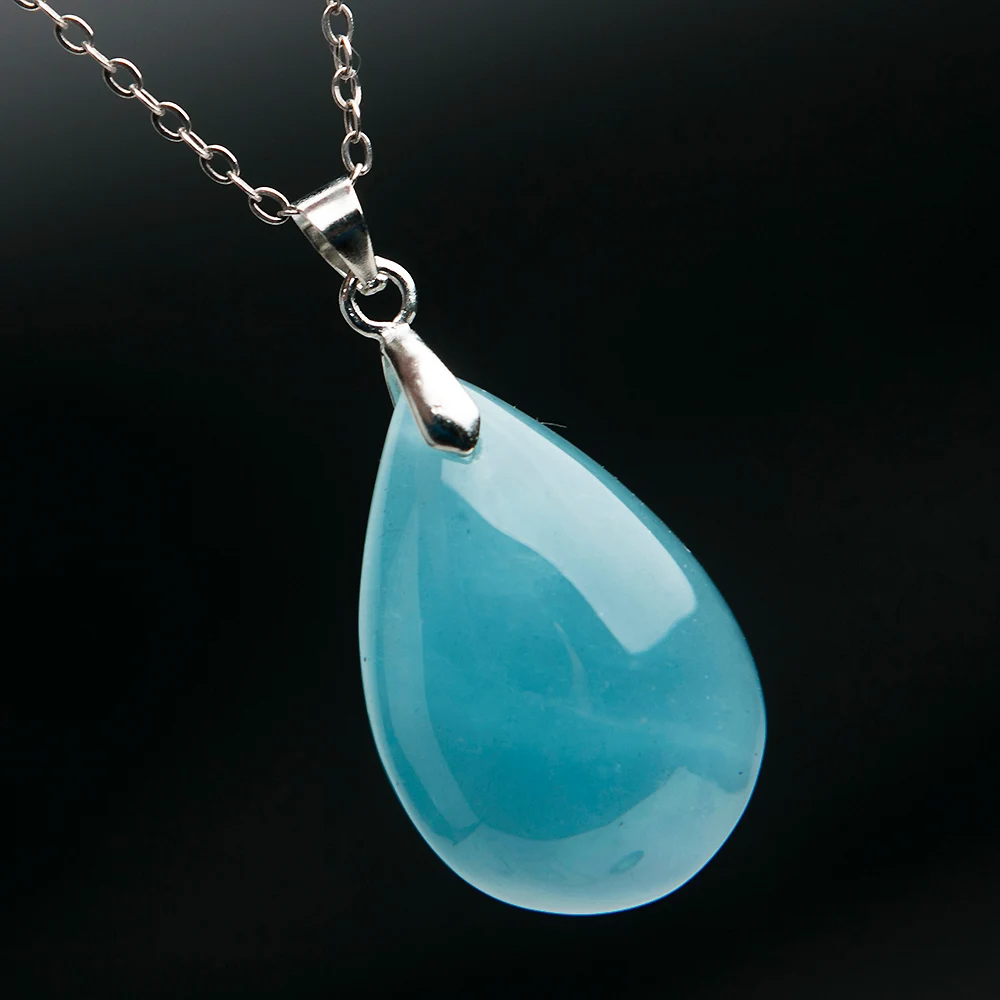 Top Natural Ocean Blue Aquamarine Pendant For Woman Lady Man Crystal Love Gift Water Drop Gemstone 24x15x9mm Beads Jewelry AAAAA | Украшения