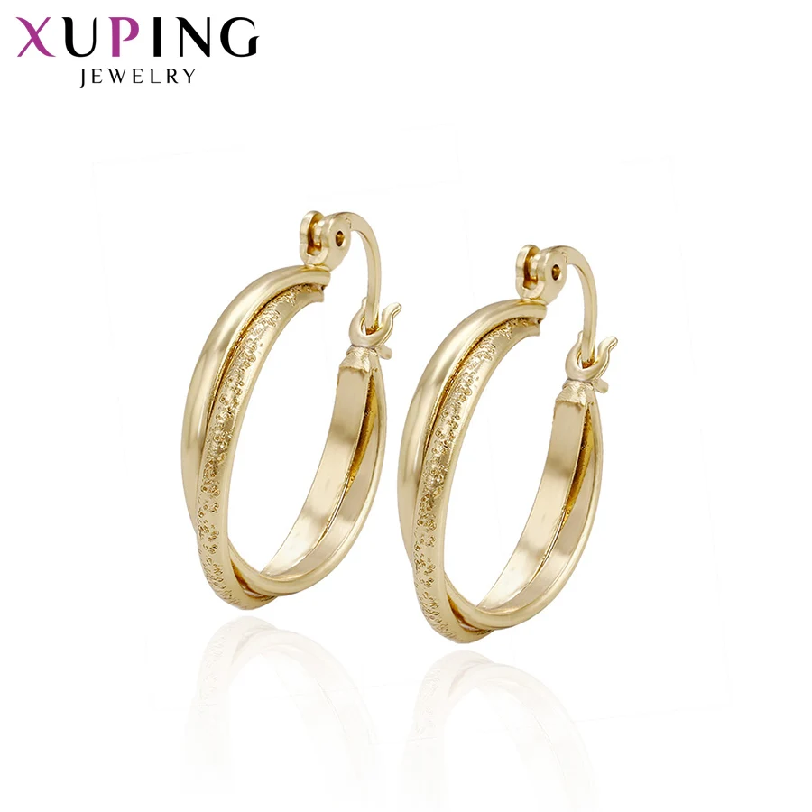 

Xuping Fashion Imitation Jewelry Earring for Women Girls Light Yellow Gold Color Plated Hoop Earring Christmas Gifts S63,1-93727