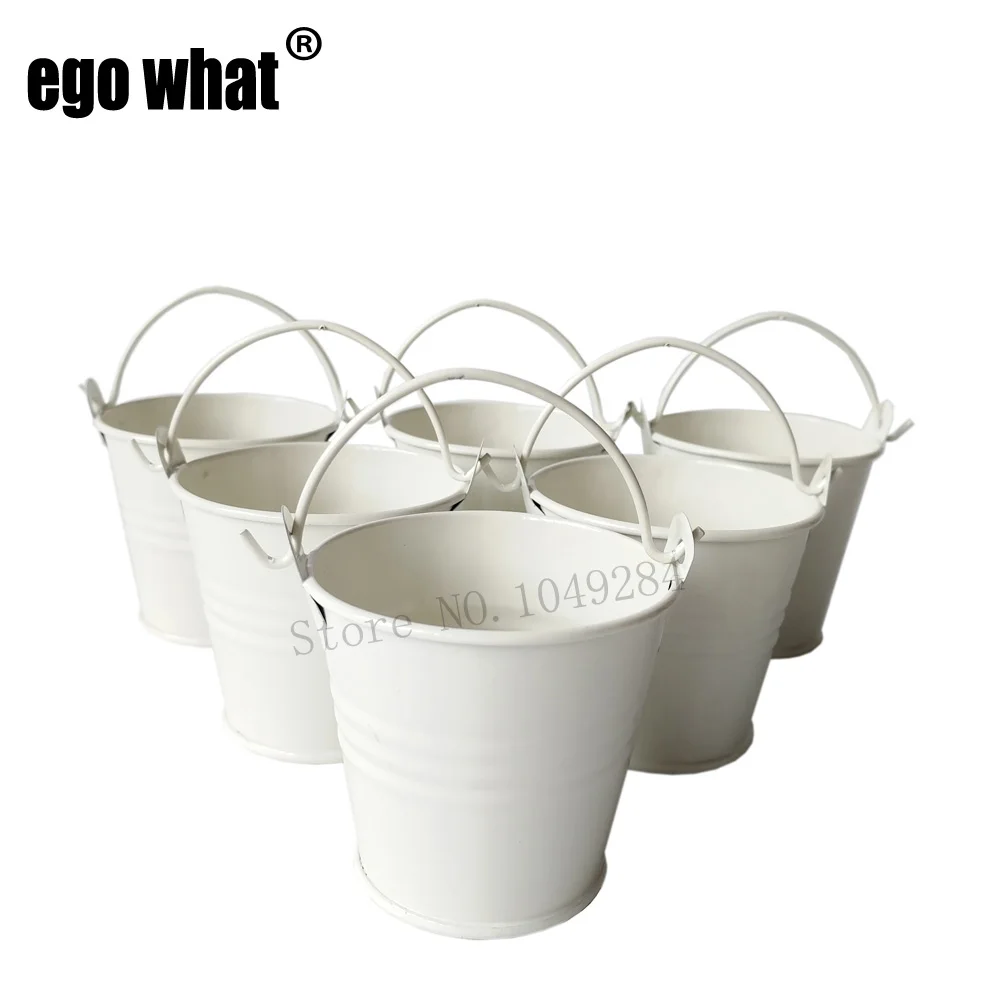 100Pcs/Lot D6*H5CM Cheap white Metal Favor Pail Tin bucket Zinc Pail Decorative wedding favor