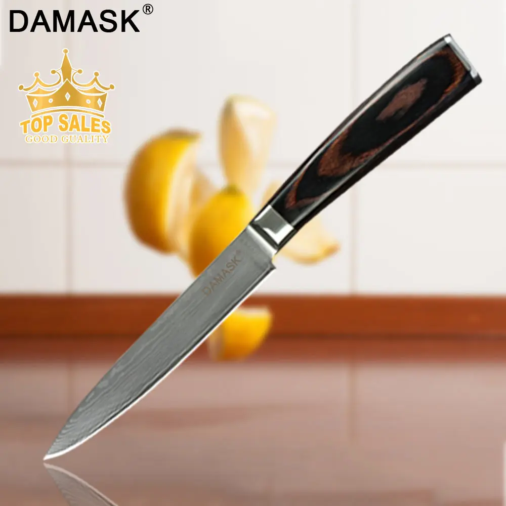 B 5 Utility Knife Дамасский нож из дамасской стали 3," Paring 5" утилита японский дамасский кухонный нож супер Острый кухонный топорик кухонные аксессуары - Цвет: B 5 Utility Knife