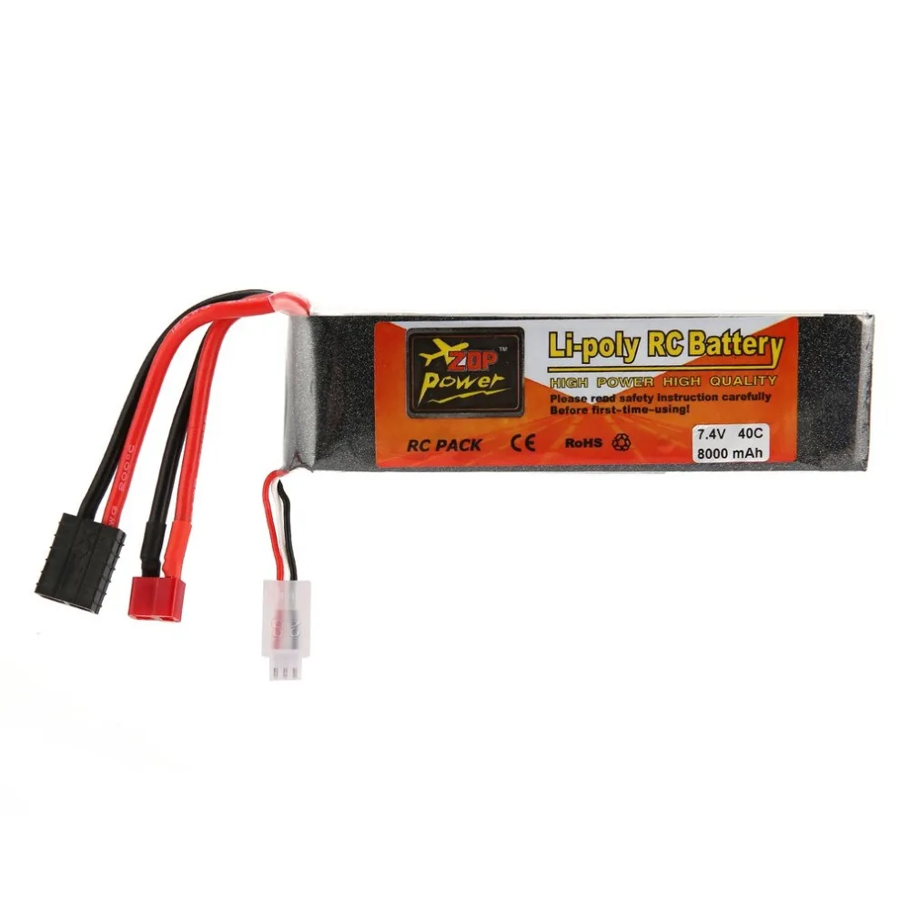 

ZOP Power 7.4V/11.1V/14.8V/22.2V 8000mAh 40C 2S 1P Battery T TRX Plug Rechargeable for RC Racing Drone Quadcopter Helicopter
