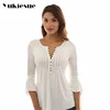 Korea Style Women Blouse Shirts 2022 Elegant Ruffles Women Tops Plus Size Flare Sleeve Solid Casual Loose Shirt blusas feminina ► Photo 1/6