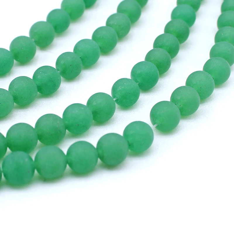 Матовый зеленый бисер из натурального камня aventurine 4 ~ 12 мм круглые шарики