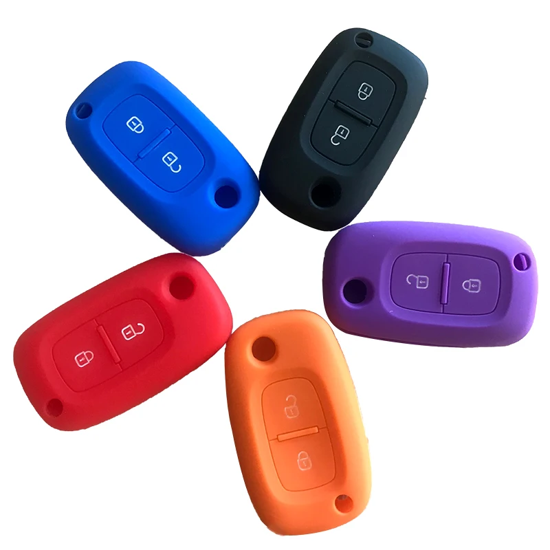 

RMLKS Silicone Car Key Cover For Lada For Renault Twingo Clio Master Kango For Benz Smart Remote Flip Key Case Protector