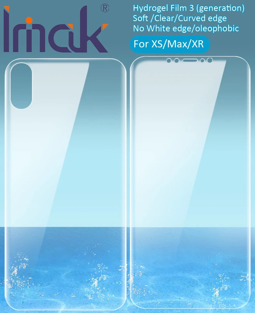 

imak Hydrogel Film 3 III For iPhone XS Max XR Rear Front Back Screen Protective Transparent oleophobic
